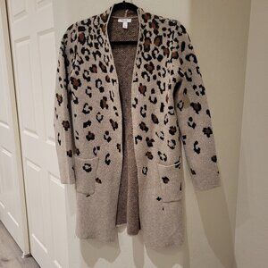 NINE WEST Leopard Print Open Front Cardigan - Size: Small